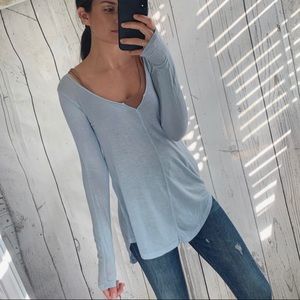 Baby Blue Scoop/ V Neck Top